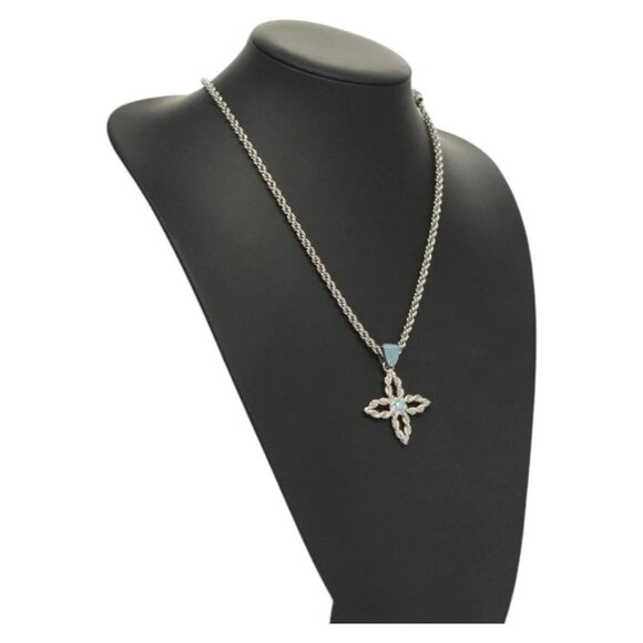 LOUIS VUITTON LV Flower Rope Pendant Necklace Silver tone - Picture 1 of 16